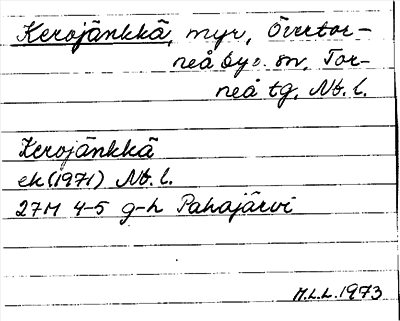 Bild på arkivkortet för arkivposten Kerojänkkä