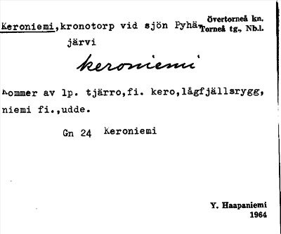 Bild på arkivkortet för arkivposten Keroniemi