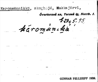 Bild på arkivkortet för arkivposten Keronmännikkö