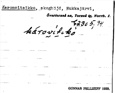 Bild på arkivkortet för arkivposten Keronvitsikko
