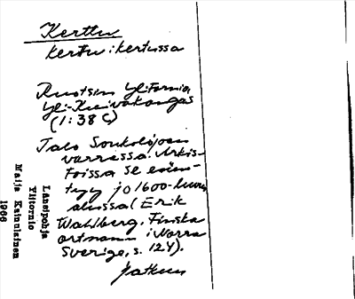 Bild på arkivkortet för arkivposten Kerttu