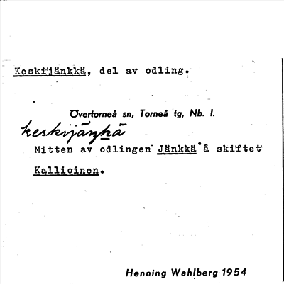 Bild på arkivkortet för arkivposten Keskijänkkä