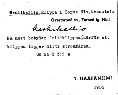 Bild på arkivkortet för arkivposten Keskikallio