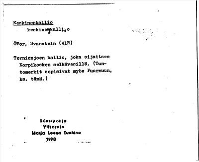 Bild på arkivkortet för arkivposten Keskinenkallio