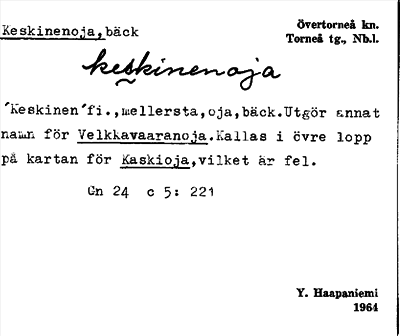 Bild på arkivkortet för arkivposten Keskinenoja