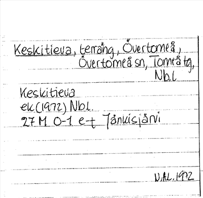 Bild på arkivkortet för arkivposten Keskitieva