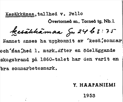 Bild på arkivkortet för arkivposten Kesäkkämaa
