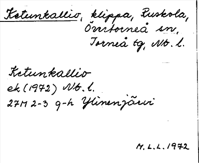 Bild på arkivkortet för arkivposten Ketunkallio