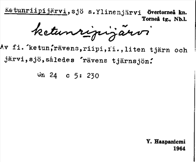 Bild på arkivkortet för arkivposten Ketunriipijärvi