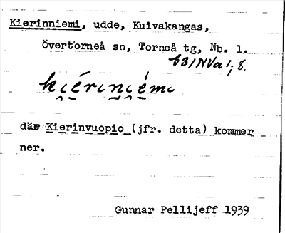 Bild på arkivkortet för arkivposten Kierinniemi