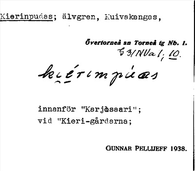 Bild på arkivkortet för arkivposten Kierinpudas
