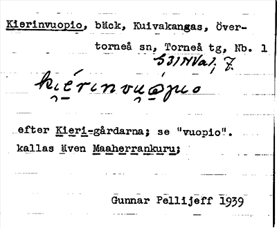 Bild på arkivkortet för arkivposten Kierinvuopio