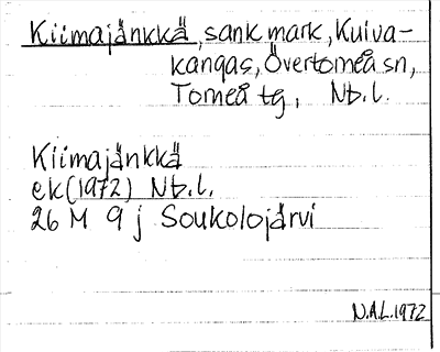 Bild på arkivkortet för arkivposten Kiimajänkkä
