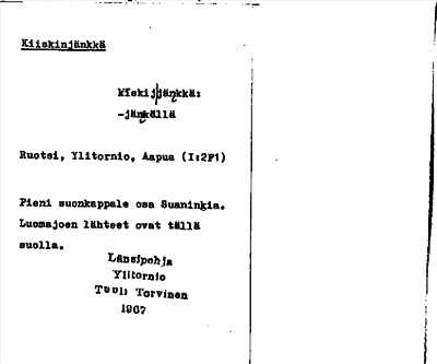 Bild på arkivkortet för arkivposten Kiiskinjänkkä
