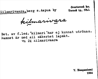 Bild på arkivkortet för arkivposten Kilmarivaara