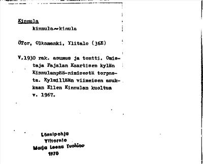 Bild på arkivkortet för arkivposten Kinmula