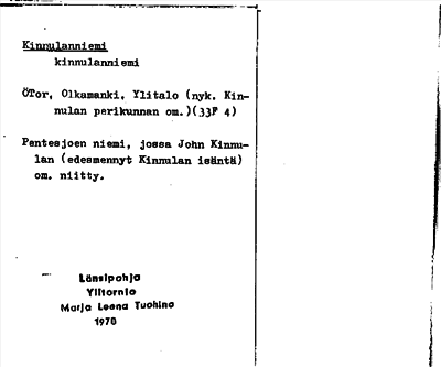 Bild på arkivkortet för arkivposten Kinnulanniemi