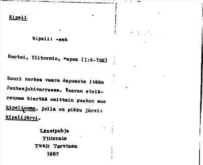 Bild på arkivkortet för arkivposten Kipeli