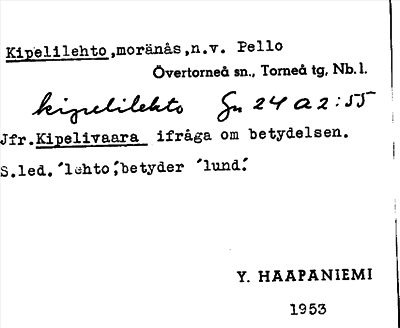 Bild på arkivkortet för arkivposten Kipelilehto