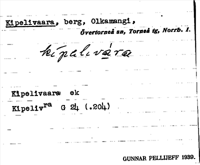 Bild på arkivkortet för arkivposten Kipelivaara