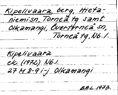 Bild på arkivkortet för arkivposten Kipelivaara