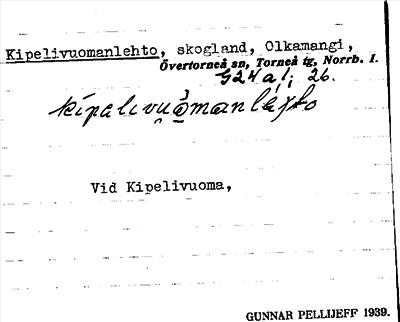 Bild på arkivkortet för arkivposten Kipelivuomanlehto