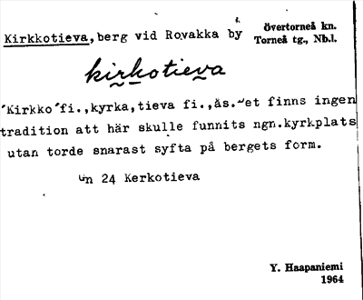 Bild på arkivkortet för arkivposten Kirkkotieva