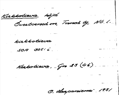 Bild på arkivkortet för arkivposten Kirkkotieva
