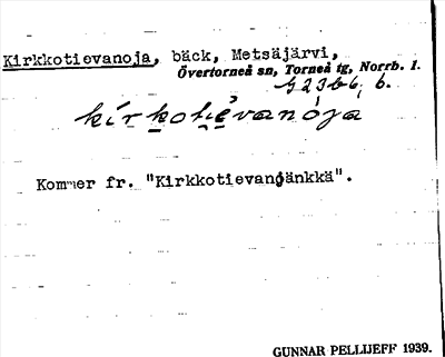 Bild på arkivkortet för arkivposten Kirkkotievanoja