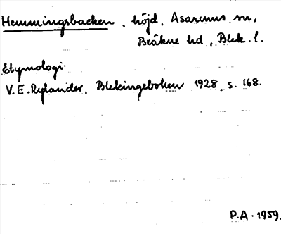 Bild på arkivkortet för arkivposten Hemmingsbacken