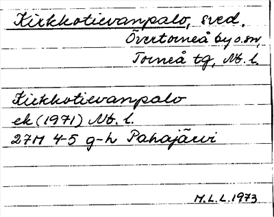 Bild på arkivkortet för arkivposten Kirkkotievanpalo