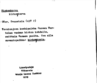 Bild på arkivkortet för arkivposten Kirkonkorva