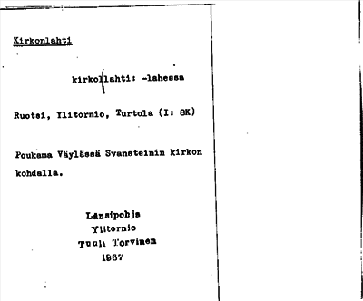 Bild på arkivkortet för arkivposten Kirkonlahti