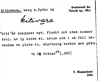 Bild på arkivkortet för arkivposten Kitivaara