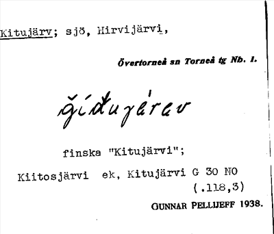 Bild på arkivkortet för arkivposten Kitujärv
