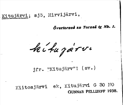 Bild på arkivkortet för arkivposten Kitujärvi