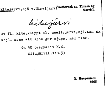 Bild på arkivkortet för arkivposten Kitujärvi
