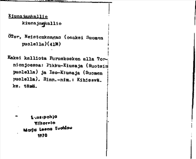 Bild på arkivkortet för arkivposten Kiusajankallio