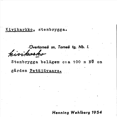 Bild på arkivkortet för arkivposten Kivikarkko