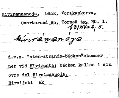 Bild på arkivkortet för arkivposten Kivirannanoja