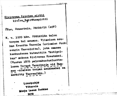 Bild på arkivkortet för arkivposten Kivirovan Kreetan pirtti