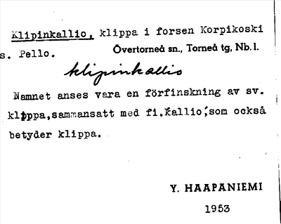 Bild på arkivkortet för arkivposten Klipinkallio