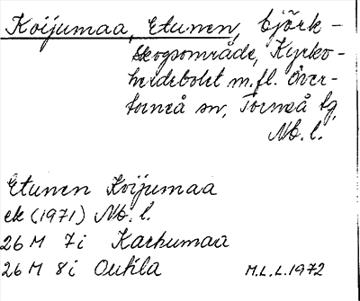 Bild på arkivkortet för arkivposten Koijumaa, Etunen