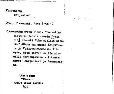 Bild på arkivkortet för arkivposten Koijuniemi