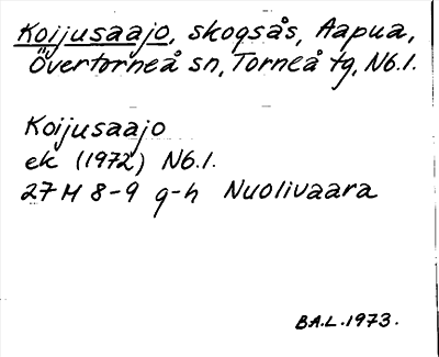 Bild på arkivkortet för arkivposten Koijusaajo
