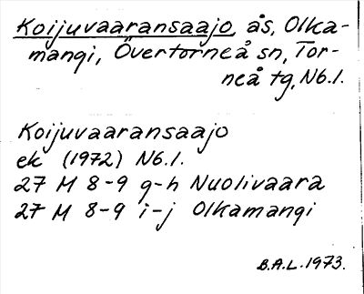 Bild på arkivkortet för arkivposten Koijuvaaransaajo