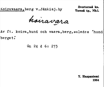 Bild på arkivkortet för arkivposten Koiravaara