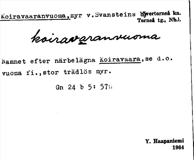 Bild på arkivkortet för arkivposten Koiravaaranvuoma