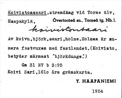 Bild på arkivkortet för arkivposten Koivistonsaari