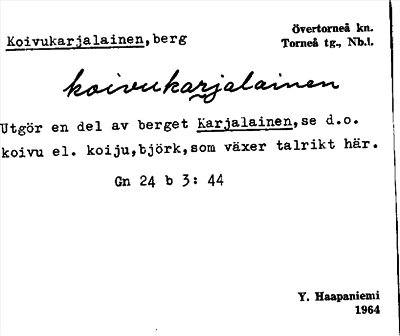 Bild på arkivkortet för arkivposten Koivukarjalainen